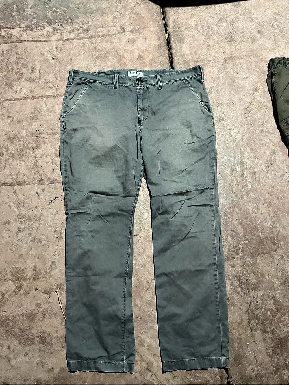 Express Slim Fit Finn Chino Pants Men's Olive Cotton Waist 38